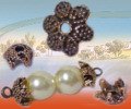 perline bigiotteria, fiori metallo filigrane minuterie rame per rosari di perle