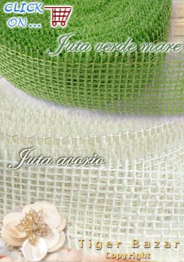 juta nastro avorio nozze, verde mare articoli confetti idea bomboniere perline fiore conchiglie