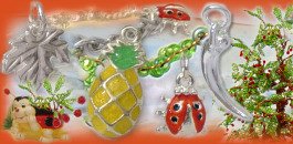 foglie ananas frutta coccinelle cornetto portafortuna charms fai da te kit gioielli artigianali bomboniera laurea