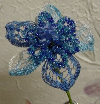 nastro reticolato gitterband fai da te fiori perline azzurre avio pistilli di perle
