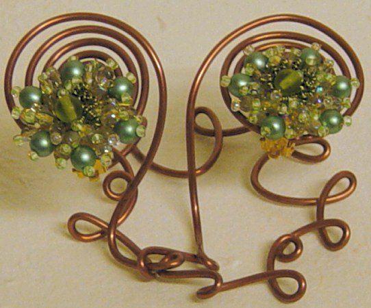 orecchini perline clips, portaorecchini di filo modellabile rame