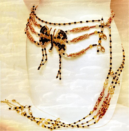 farfalla perline cinture fai da te con assortimento cristalli granato bordeaux conterie dorate panna gialle