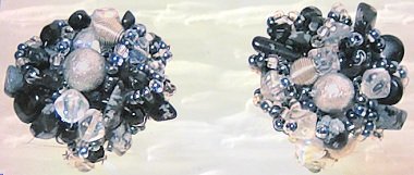 orecchini perline clips con assortimento perle argentate nere grigie