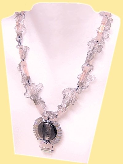 fai da te maglia metallica nastro di metallo argentato creare collana perle grigie medaglia foglia argento