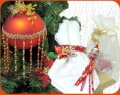 balocchi addobbi decorazioni di Natale per albero abete, porta tovaglioli con nappina perline natalizie