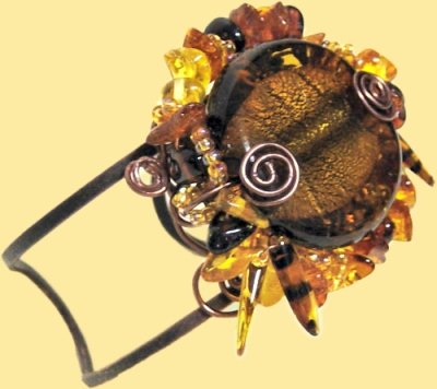 braccialetto perle ambra da creare con filo modellabile rame pietra vetro tonda grande pietruzze semipreziose conterie gocce