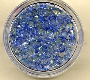 scatolina Marianne hobby di perline sfaccettate da 4 mm colore azzurro blu malachite
