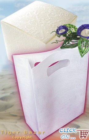 shopper esempio sportina scatole matrimonio bianco nozze deco idea fiori di perline fai da te