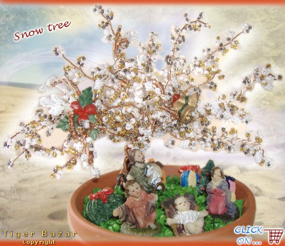 alberello inverno perline albero della neve con addobbi e decorazioni di Cernit paste per modellare