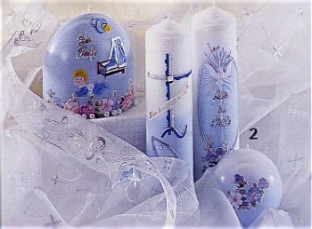 nascita Battesimo candele fai da te decorazioni simboli cerimonia trenino culla celeste azzurro per bambini