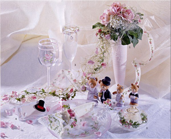 Mariage addobbi matrimonio piatto portacandele bicchieri frost decoupage decorazioni roselline rosa nastri fiori