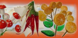 funghi arance rametti perline foglie vetro verde per creare confezioni regalo collane, fiori perline fai da te
