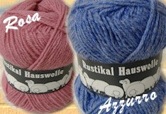 assortimento misto lana ferri uncinetto Rustikal Hauswolle rosa azzurro celeste lana uncinetto ferri da maglia fai da te copertine, lavori bimbi, borse inverno