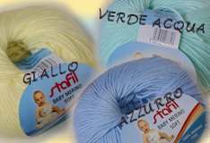 fai da te lana ferri e uncinetto per vestitini scarpine cappellini bambini giallo verde azzurro colori lana uncinetto ferri fare maglioncini scarpette copertine bambini e bomboniere