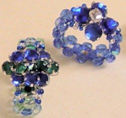 anelli perline cristalli strass blu cristallo verde smeraldo intreccio filo in metallo ed elastico