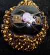 anello perline con perla piatta medaglia nera