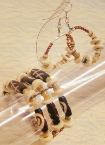 orecchini perline cerchi, braccialetto perle legno cocco conchiglia, set di bigiotteria etnica fai da te