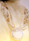 Playa collana bijoux medaglione ciondolo effetto madreperla e perline bigiotteria