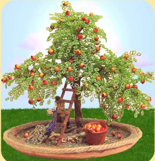 esempio fai da te melo di perline bonsai, pavone tecnica intreccio con articoli in vendita online