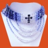 collana a telaio di perline e cristalli blu