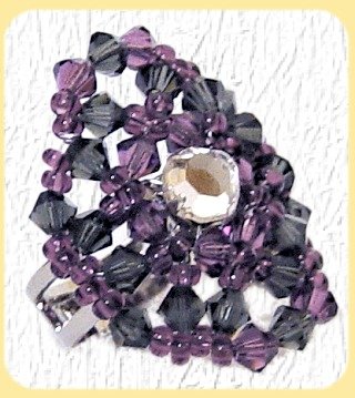 fare anelli Swarovski grigio ematite viola ametista cristallo strass al centro perline conterie lilla