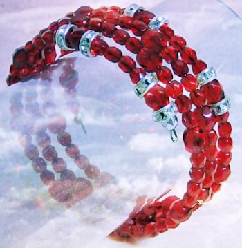 creazione braccialetti armonici cristalli rossi rondelle strass