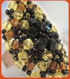 Savannah anello cristalli perline nero ambra su base rame