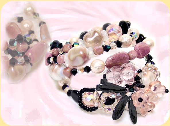 Domingo braccialetto da creare con perline nere rosa lilla a basso prezzo