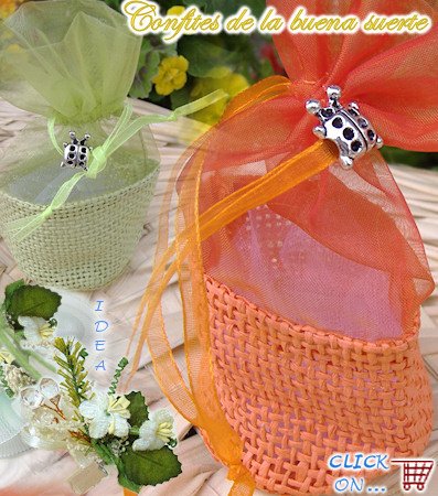 nuove idee per confezionare fai da te confetti bomboniere juta sacchetti con perle charms forma coccinella