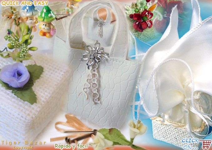 fiori e kit sportine bianche esempi matrimonio sacchetti per confetti iuta, ecopelle rafia, examples of decorated jute bags for sugared almonds