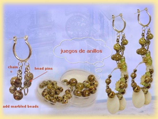 Orecchini juegos de anillos con perle marmorizzate hobby idea orecchini fai-da-te