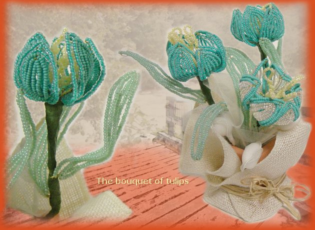 the bouquet of beaded tulips, piantine tulipani di perline fiori vasetti da confezionare con tessuti juta bomboniere