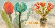 creare fai da te + zoom, bouquet tulipani di perline - french beaded tulips flowers in orange