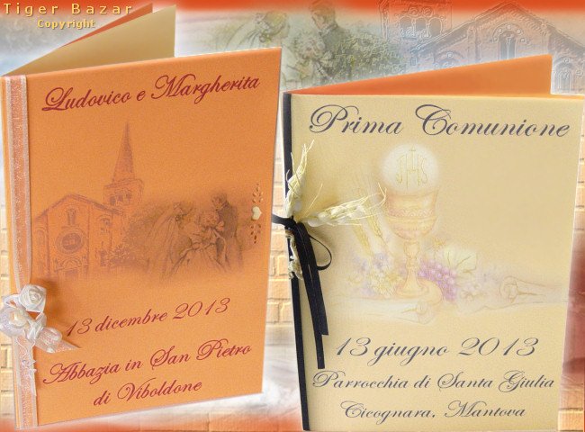 esempio libretto Messa per nozze e Prima Comunione fai da te con carta cartoncino in vendita on-line