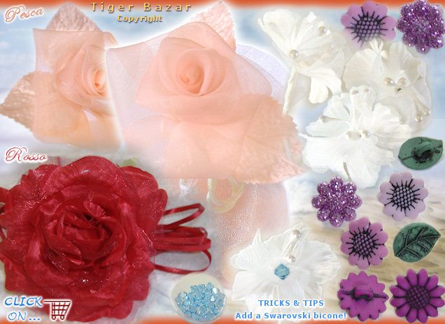 fantasia colori fiori bomboniere confetti fiorellini rose in organza roselline per portaconfetti bottoni lillà
