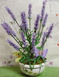 composizione bonsai lavanda perline colore lilla glicine violetto