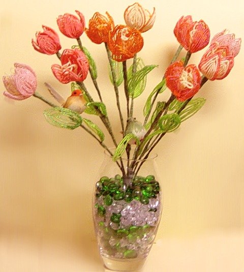 the bouquet of beaded tulips, il bouquet tulipani di perline