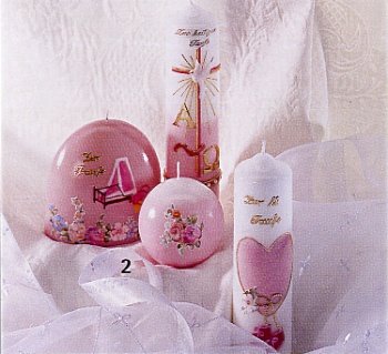 Battesimo nascita candele fai da te decorazioni simboli cerimonia roselline cuore scarpine culla rosa per bimbe